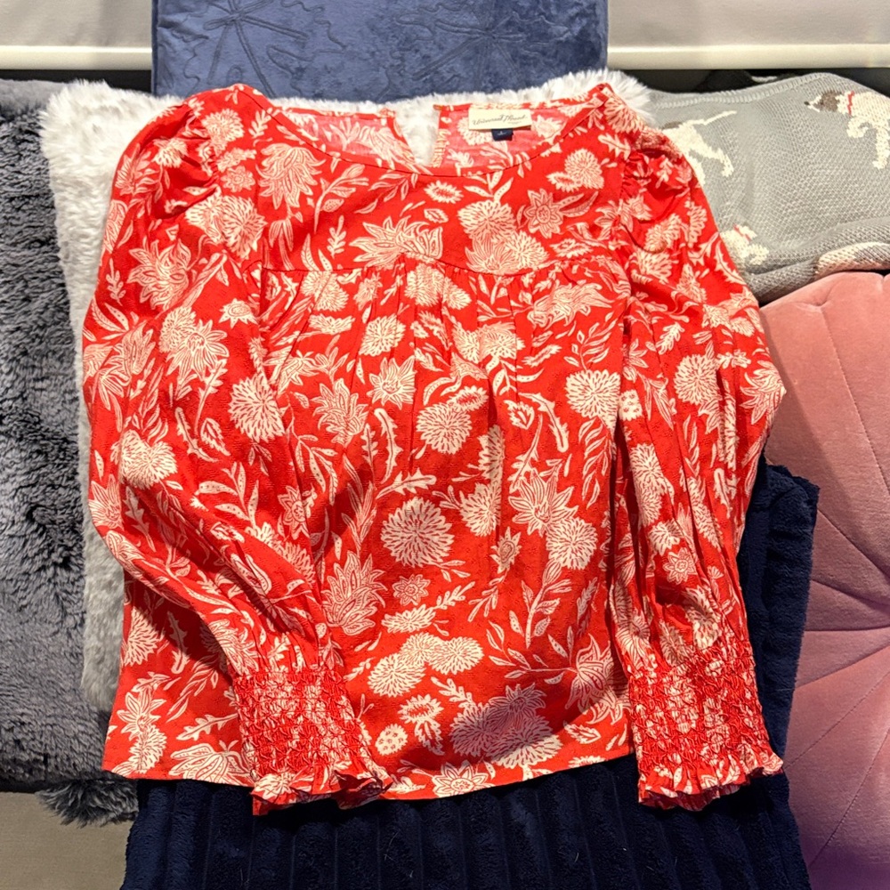 Red Floral Blouse